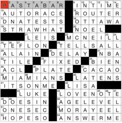 Answer grid for Los Angeles Times crossword 3/21/26 by Kyle Dolan